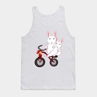 bunny rabbits on a tricycle bicycle- cute bunny rabbits Tank Top